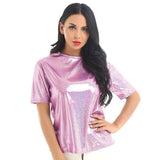 O-neck Short Sleeve Tops Summer Women Clothing 2023 New Solid Color Temperament Shirt Bright Blouse Blusa Mujer