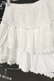 Embroidery Folds Sweet Skirt Elastic Waist Ball Gown A-Line Cake Mini Y2k Ballet White Skirts Women Hotsweet High