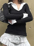 Turtleneck Mock Two Piece Long Sleeve Knit
