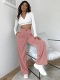 Winter High Waist Loose Casual Corduroy Straight Pants Lady Fashion Comfortable All-match Solid Trousers Women's