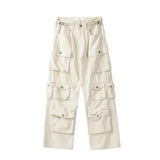 Heavy Industry Multi-Pocket Washed Cargo Pants Women Y2K Vintage Streetwear High-Rise Loose Oversized Straight-Leg