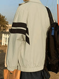 Men's Contrast Striped Zip Up Jacket-Outfit