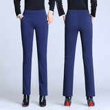 Women Winter fleece Warm Pants Velvet Thick Trousers High Waist Elastic Long Stretch Straight Casual Pants clothes