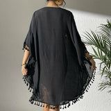 Dress 2025 New Beach Hooded Hook Splicing Tunne