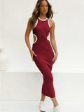 Summer Sexy Ladies Dress Sleeveless Backless Hollow Pullover Close-fitting Sexy Package Hip Skirt Threaded Women's