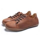 Zingj Layer Cowhide Large Size Handmade Shoes Female Farmer's Shoes Pedal Lazy Bean Shoes Retro Leather Flat Shoes-Outfit