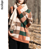 2021 Winter Sweaters For Women Loose Female Plaid Thick Pullovers
