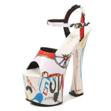 Summer Walking Show Artifact Model High-heeled Shoes Sandals Pole Dancing 17CM Sexy Black Platform Hate Sky High-heeled