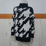 2020 Woman Sweaters Lapel Houndstooth Oversize Vintage Pullover Women Dropped Sleeve Winter Pull Femme Chic Tops
