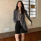 Vintage Shirts Women Harajuku Fashion Print Long Sleeve Oversized Blouses Retro Streetwear Loose Casual Chic Cardigan