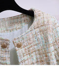 Winter French Vintage Fragrance Tweed Two Piece Set Women Outfit Office Ladies Elegant Coats+sleeveless Dresses Sets