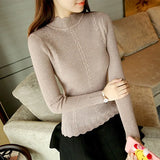2023 Korean Slim Women Knit Sweater High Elastic Turtleneck Bottoming Basic Pullovers Winter Sexy Sweater Women