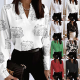 Explosion Spring Long Sleeve V-Neck Loose Print Shirt Shirt Shirt For