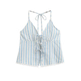 New Women's Fashion Design Hit The Color Stripe Hanging Neck