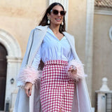 Women Clothes Blouses 2022 Spring Fur Patchwork Long Sleeve Office Lady Shirt Elegant White Turn Down Collar Tops