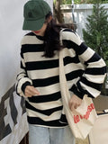 Striped Sweatshirt Women Harajuku Hoodie Ladies Casual Korean Sweatshirt Female Fashion O Neck Long Sleeve Top