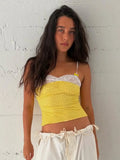 Storm Point Print Lace Spliced Bow Sling Sling Vest Hottie Sexy Bare Back Short