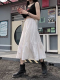 Black Gothic Skirt Women Summer Harajuku Mid-Calf Solid Skirt High Street A-LINE White Casual Female Streetwear