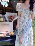 Women Elegant Midi Dress Summer New Party Slim One Piece Holiday Beach Robe Clothes