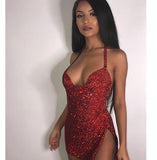 Metal body chain slip Summer Dress Women Bling diamond Beach bodycon dress Sequin Night club Party ladies dresses