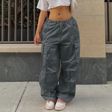 Clothing Oversized Drawstring Low Waist Parachute Loose Fit Sweatpants Trousers Women Jogger Cargo Pants Streetwear
