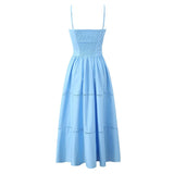Corset Elastic Ruched Strap Midi Dress- Outfit
