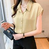 Women Shirt OL Professional Shirts Work Clothes Summer Short Sleeve Blouse Button Up White Shirt New Fashion Womens