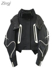 Women Loose Black Jacket 2023 Fall Winter Clothes Women Streetwear Long Sleeve Patchwork Coat Casual Fashion Hooded Down