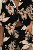 Fashion Women Shirts and Casual Wide Leg Shorts Print 2-piece Set Short Sleeve Tops Loose Short Sets Outfites Women
