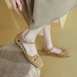Classic Retro Roman Sandals Women Summer New Low Heel Cylind Head Soft Bottom Flat Shoes