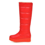 Winter Women Boots Warm Plush Sonw Boots Platform Flat Heel Knee High Boots Slip On Female Shoes Black White