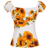 Summer Women Vintage Party Blouse 50s 60s Cherry Print White Cotton Short Sleeve Elastic Neck 2022 Tops Women