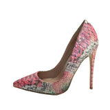 Pointed Toe Women Pumps Lady Wedding Party Shoes PU Leather Snakes Party High Heels YG006