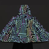 Circuit Grain Jacket Geometric Pattern Rainbow Color Reflective Jacket Hip Hop Mechanical Dance Dazzle Color Reflective Jacket-Outfit