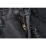 Flared Jeans Women's Stitch Folds Irregular Mopp Black Gray Straight Loose Raw Edge Trousers Female Denim Pants