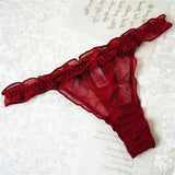 2XL Plus Size Women's G String Ruffled Underwear Panties Bow Sexy Lingerie Thongs Lace T-back Seamless Ruffles