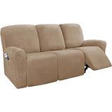 2 3 Seater Velvet Recliner Sofa Cover Elastic Split Design Relax Sofa Slipcover Solid Lounge Armchair Covers With Side