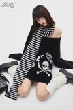 Street Vintage Punk Style Mohair Pullovers Knitted Loose V Neck Y2k Sueters Mujer Long Sleeve American Retro Sweaters