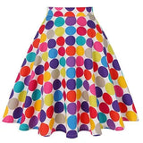 Women Midi Pleated Skirts Vintage 50s 60s Flower Printed Summer Ball Gown High Waist Audrey Hepburn Retro Swing Skater