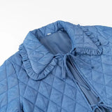 Blue Quilted Collar Jacket- Outfit