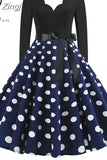 Big Swing Print Vintage Christmas Dress Women Winter Casual Long Sleeve V Neck Sexy New Year Party Dress