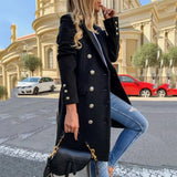 Wool Blends Women Long Coats Trench Notch Collar Double Breasted Vintage Elegant Lady Large 3XL Jackets Winter