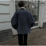 Denim Sherpa Turn Down Jacket- Outfit