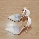 Strap classic pointed toe high-heeled exquisite elegant single shoes 12cm high heel ladies party shoes QP121
