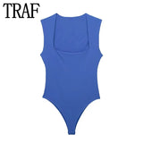 2023 Black Body Woman Square Neck Sexy Lingerie For Women Body Sleeveless Bodysuit Women Wide Straps Bodycon Summer