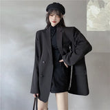 Autumn Temperament Suit Jacket Women Trendy Loose Black Blazer White Tailored Coat Korean Office Lady Overwear