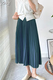Women's Maxi Winter Skirt A-line White High Quality Brown Vintage Long Pleated Skirt Midi Elastic Waist Elegant for Women