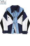 Design Patchwork Denim Coats For Women 2023 Autumn Streetwear Korean Oversize All-Match Boyfriend Jean Jacket Top