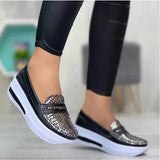fashion round toe low top wedge platform sneakers comfort Non slip women loafers plus size 43 flat casual shoes of
