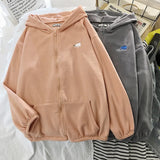 Velvet Thick Hoodies Jacket Autumn Winter Korean Fashion Loose Lamb Imitation Plush Zipper Sweatshirt Jacket Women